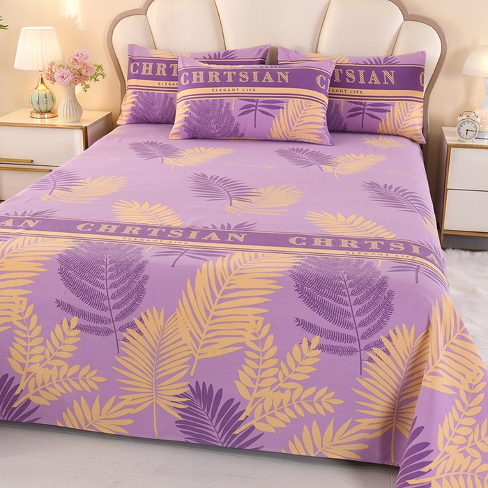 91家纺网 家纺一手货源 找家纺 望淮家纺 2025新款老粗布凉席床单三件套 紫气东来