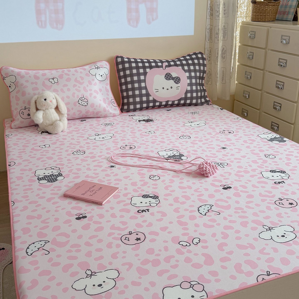 91家纺网 家纺一手货源 找家纺 美乐迪家纺 2026新款水光冰丝凉席夏被 豹纹猫猫