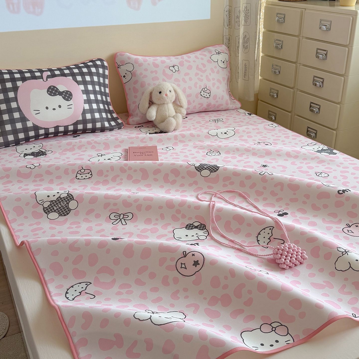 91家纺网 家纺一手货源 找家纺 美乐迪家纺 2026新款水光冰丝凉席夏被 豹纹猫猫