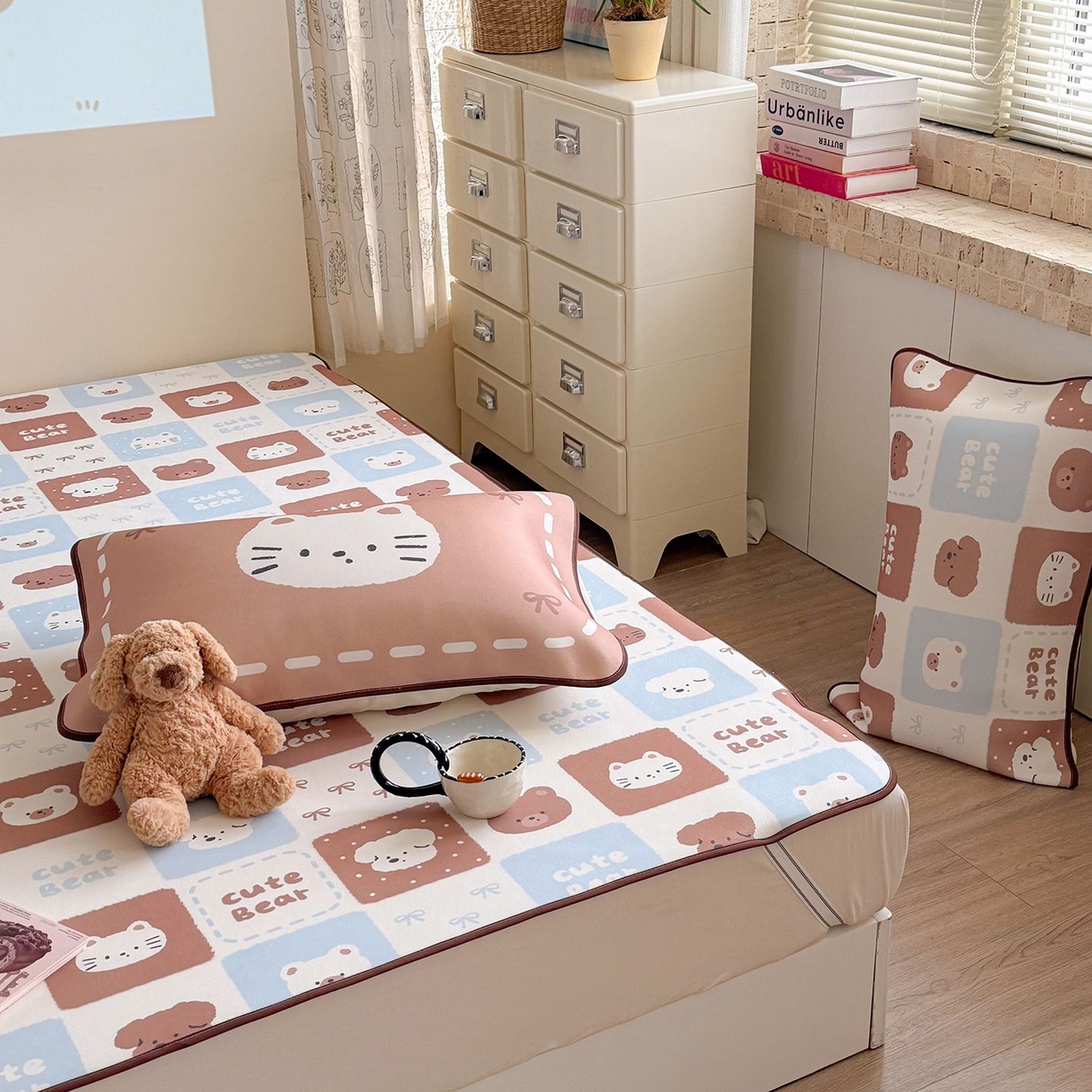 91家纺网 家纺一手货源 找家纺 美乐迪家纺 2026新款水光冰丝凉席夏被 动物棋盘格