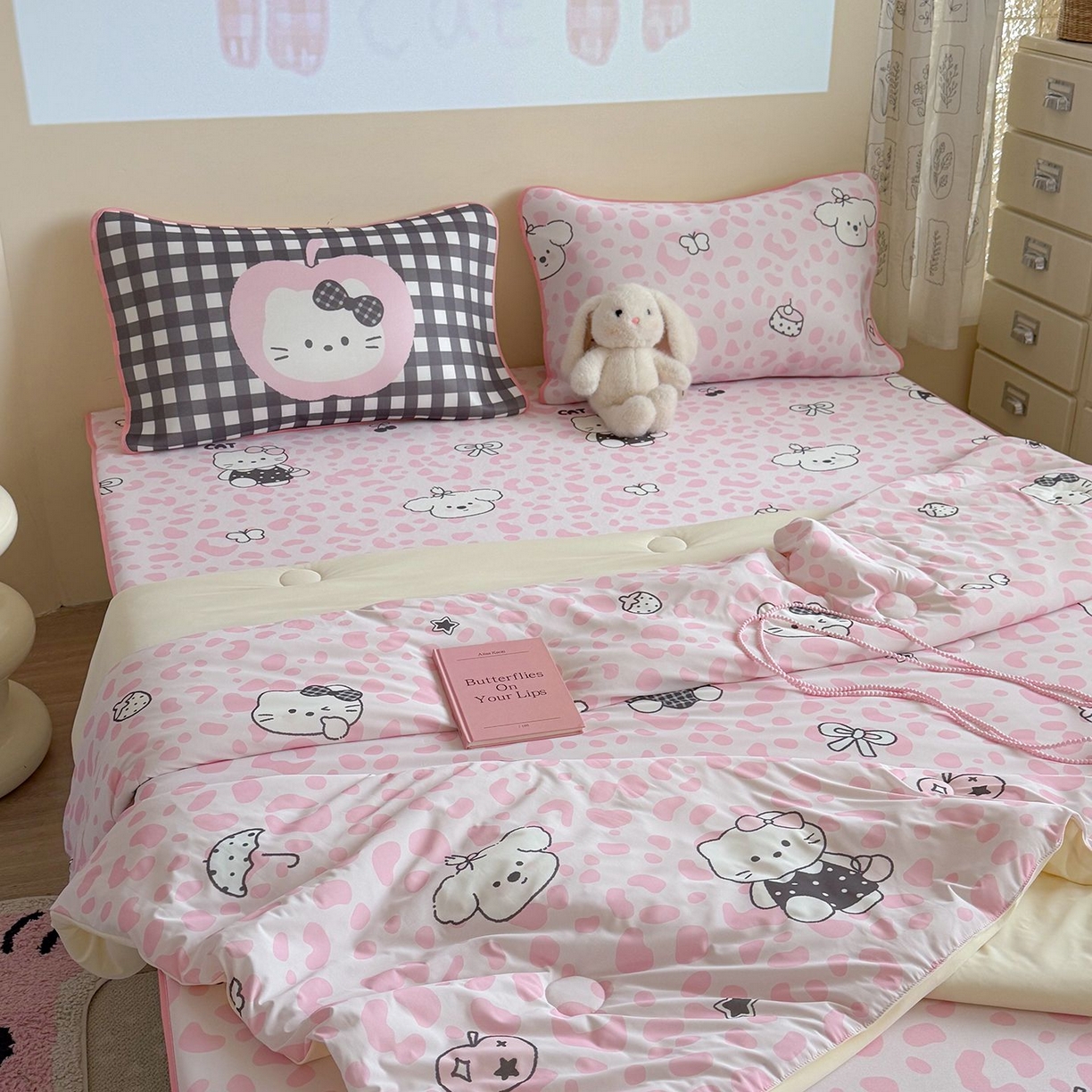 91家纺网 家纺一手货源 找家纺 美乐迪家纺 2026新款水光冰丝凉席夏被 豹纹猫猫