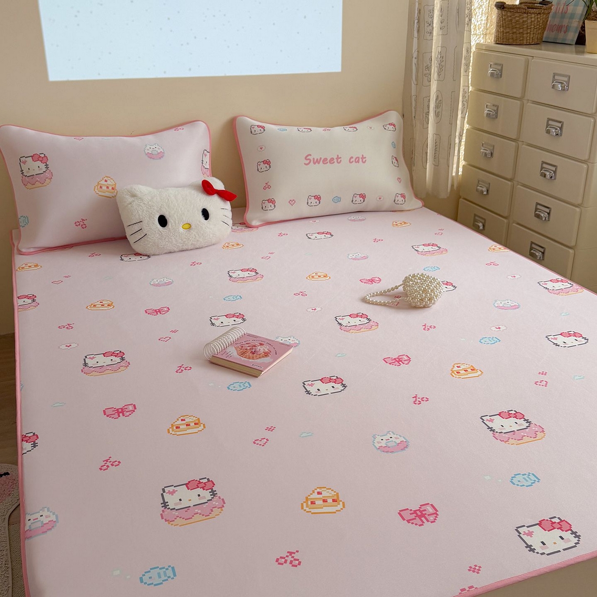 91家纺网 家纺一手货源 找家纺 美乐迪家纺 2026新款水光冰丝凉席夏被 猫咪甜甜圈