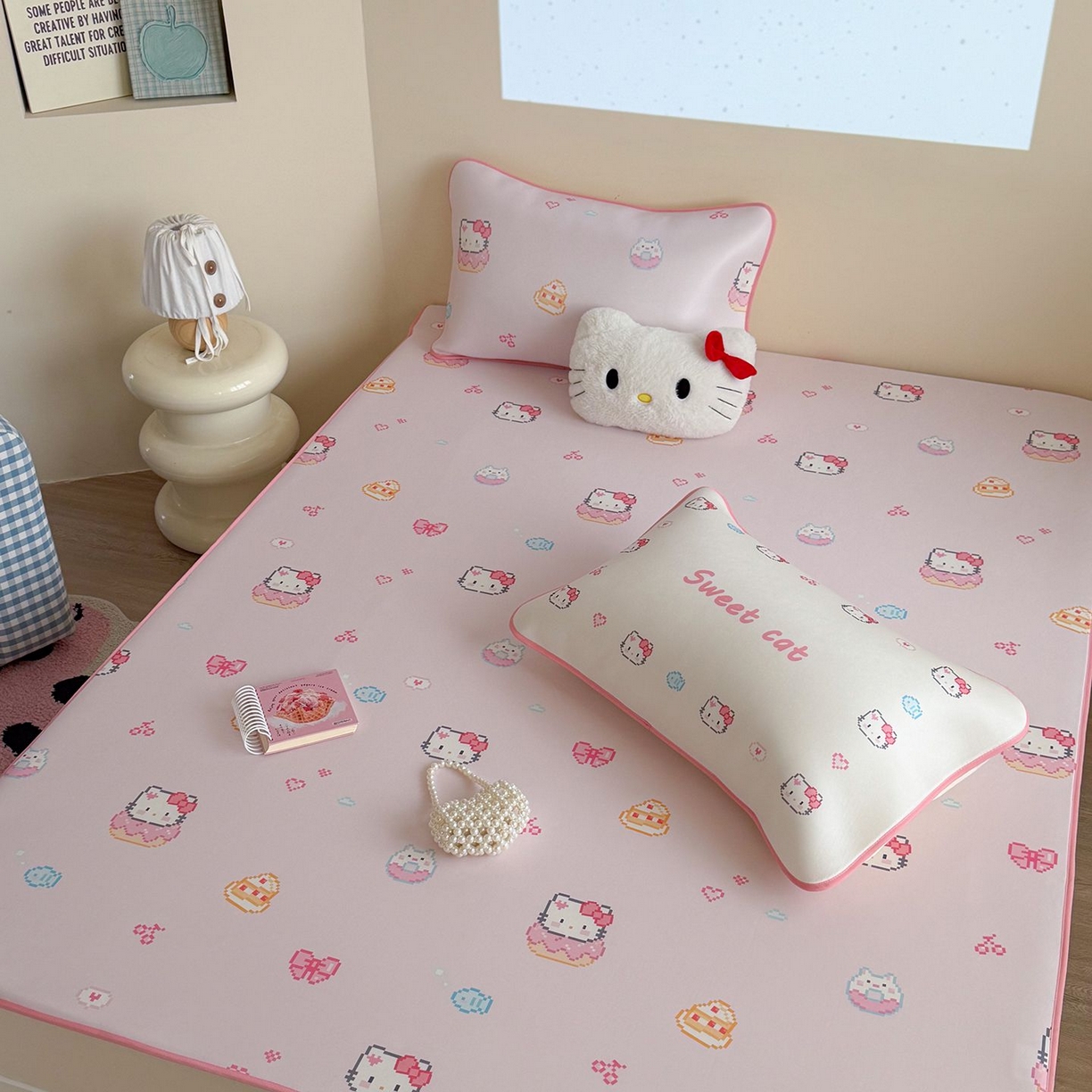 91家纺网 家纺一手货源 找家纺 美乐迪家纺 2026新款水光冰丝凉席夏被 猫咪甜甜圈