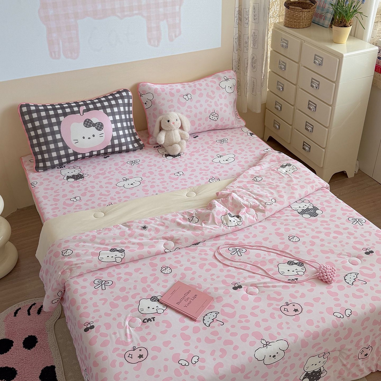 91家纺网 家纺一手货源 找家纺 美乐迪家纺 2026新款水光冰丝凉席夏被 豹纹猫猫