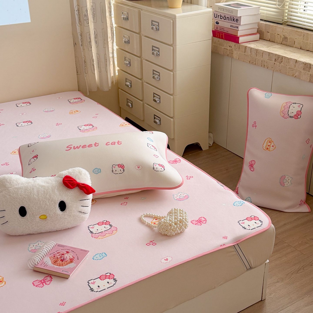 91家纺网 家纺一手货源 找家纺 美乐迪家纺 2026新款水光冰丝凉席夏被 猫咪甜甜圈