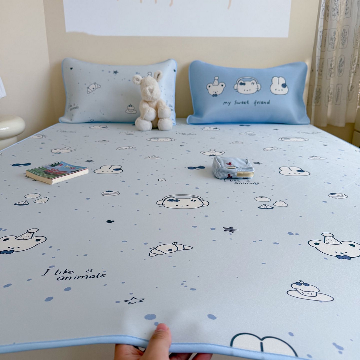 91家纺网 家纺一手货源 找家纺 美乐迪家纺 2026新款水光冰丝凉席夏被 甜蜜伙伴