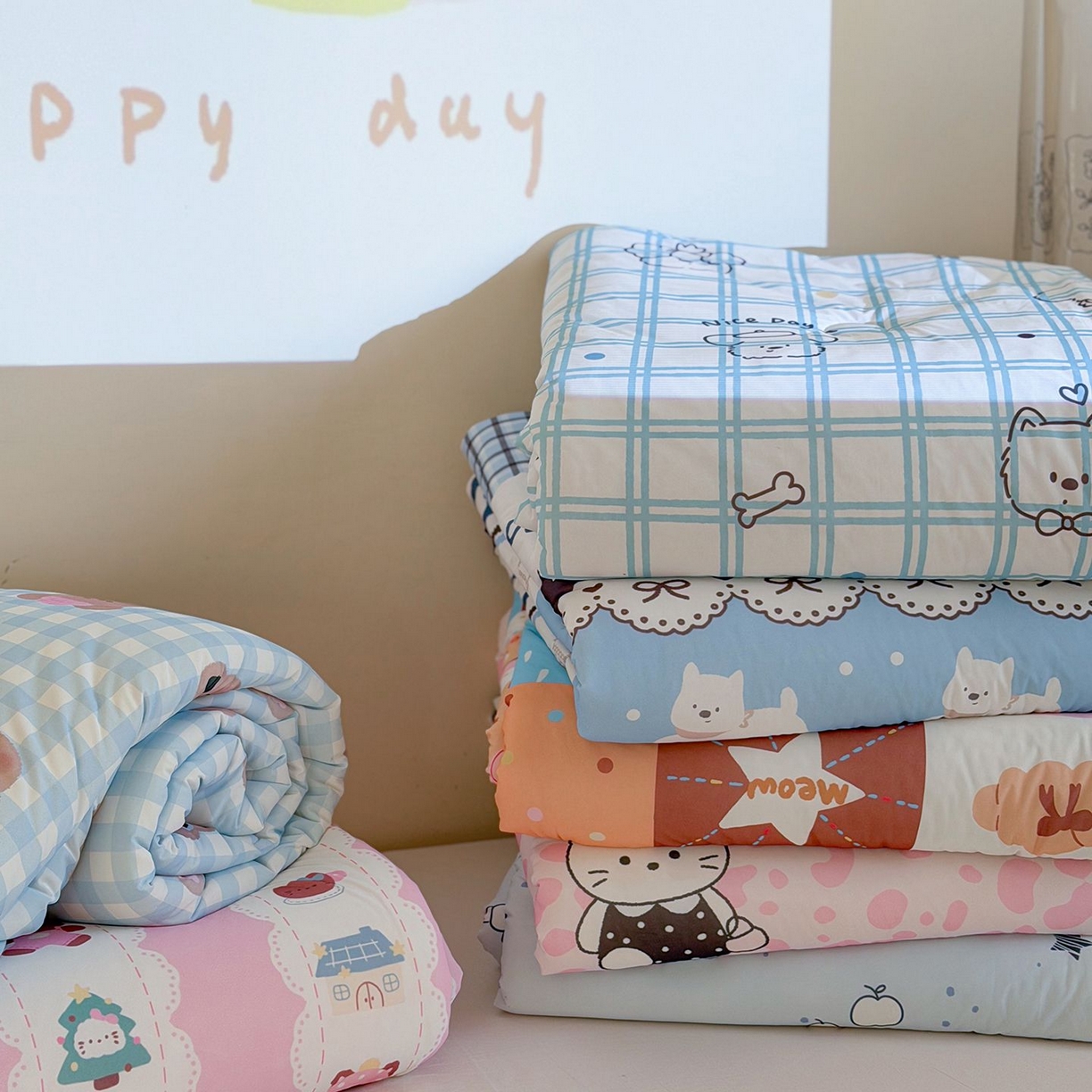 91家纺网 家纺一手货源 找家纺 美乐迪家纺 2026新款水光冰丝凉席夏被 组合