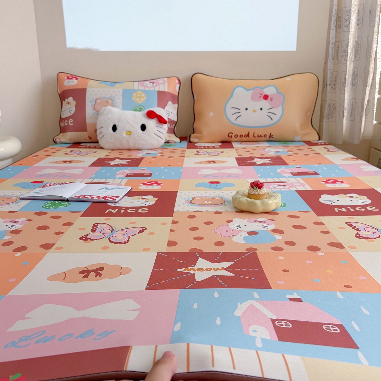 91家纺网 家纺一手货源 找家纺 美乐迪家纺 2026新款水光冰丝凉席夏被 拼接小猫