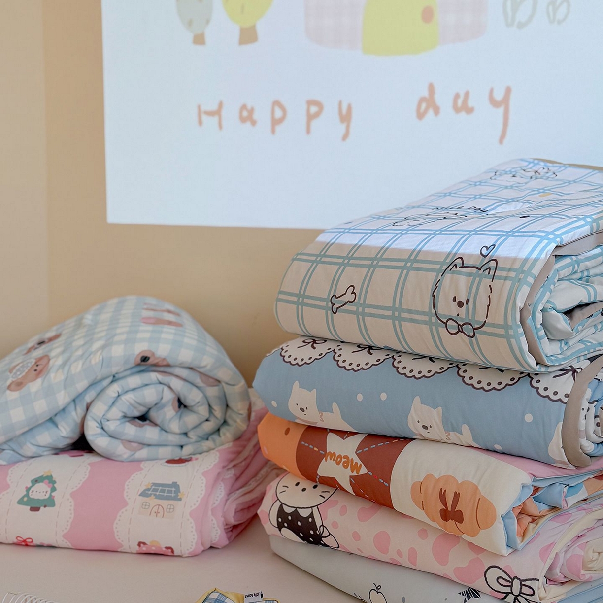 91家纺网 家纺一手货源 找家纺 美乐迪家纺 2026新款水光冰丝凉席夏被 组合