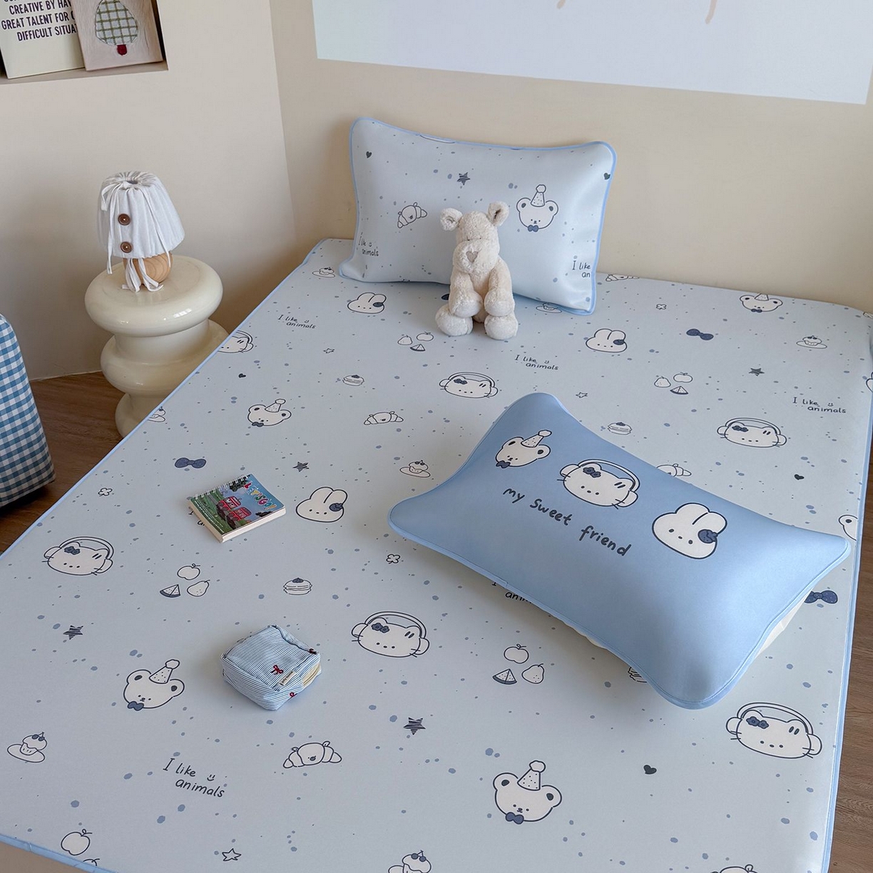 91家纺网 家纺一手货源 找家纺 美乐迪家纺 2026新款水光冰丝凉席夏被 甜蜜伙伴