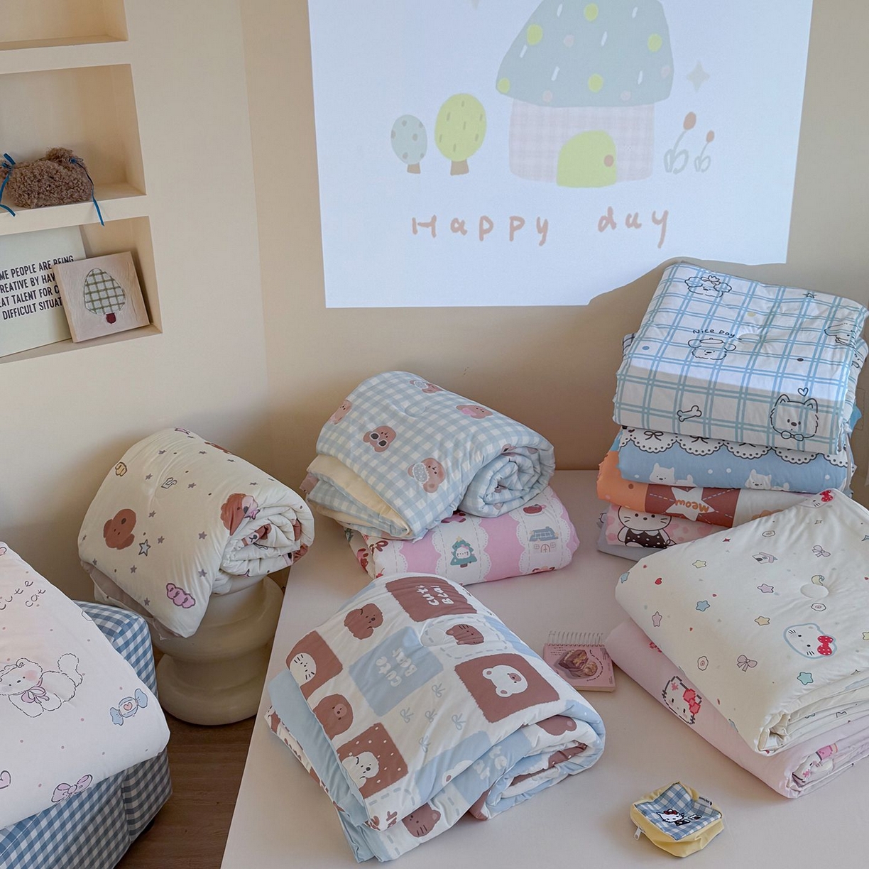 91家纺网 家纺一手货源 找家纺 美乐迪家纺 2026新款水光冰丝凉席夏被 组合