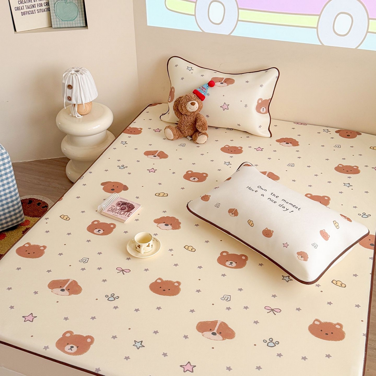 91家纺网 家纺一手货源 找家纺 美乐迪家纺 2026新款水光冰丝凉席夏被 星星小奶狗