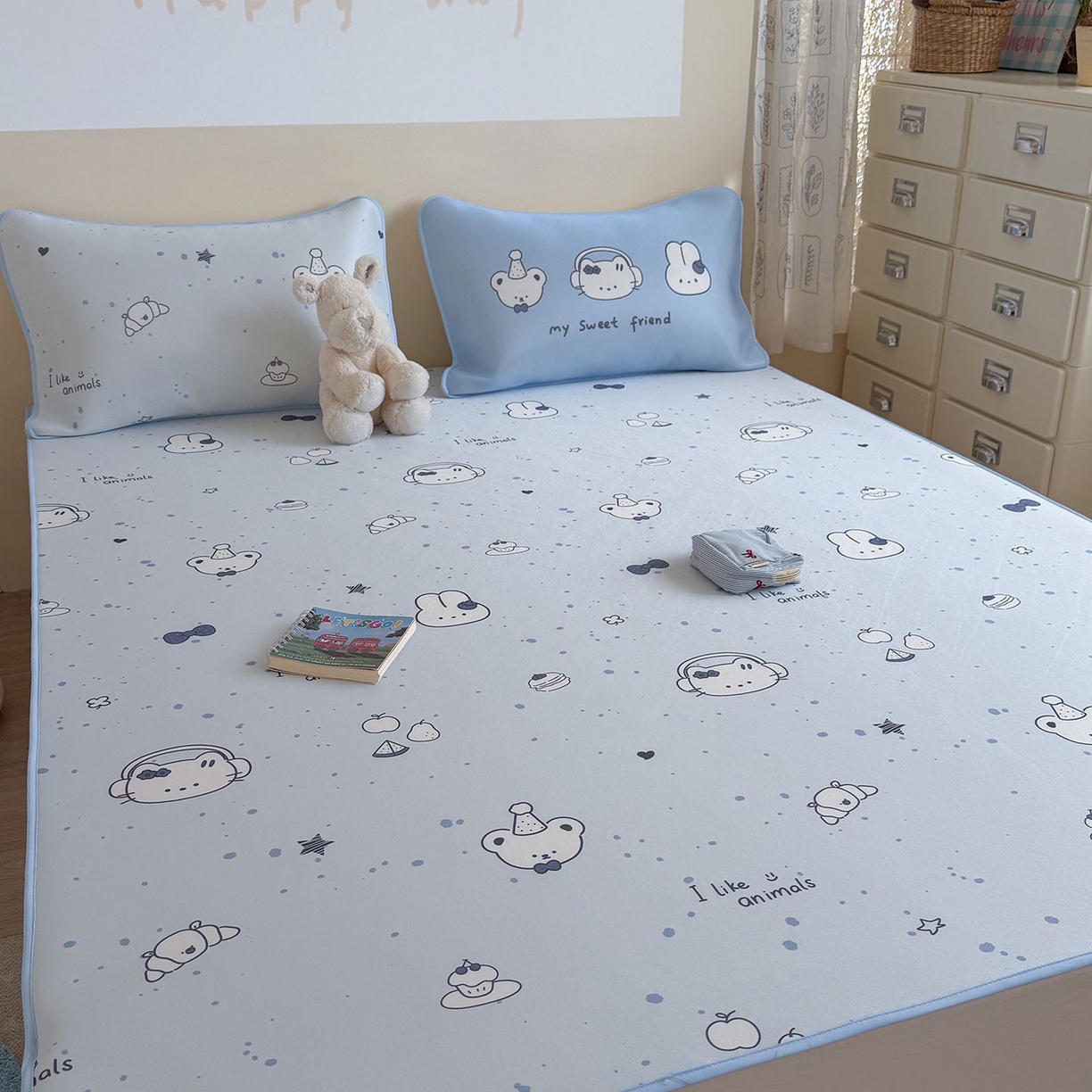 91家纺网 家纺一手货源 找家纺 美乐迪家纺 2026新款水光冰丝凉席夏被 甜蜜伙伴