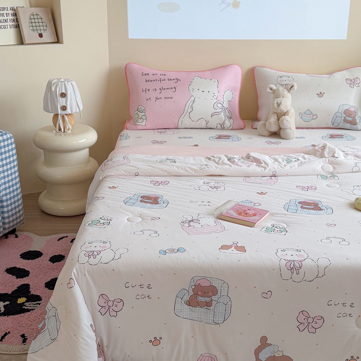 91家纺网 家纺一手货源 找家纺 美乐迪家纺 2026新款水光冰丝凉席夏被 居家日记