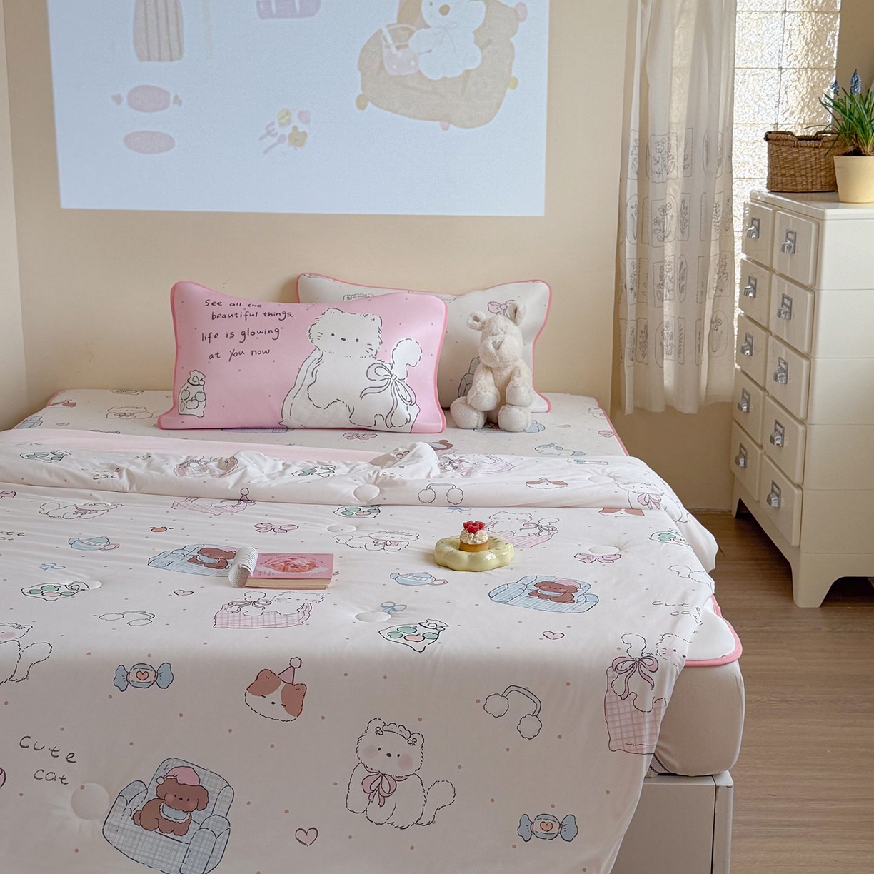 91家纺网 家纺一手货源 找家纺 美乐迪家纺 2026新款水光冰丝凉席夏被 居家日记