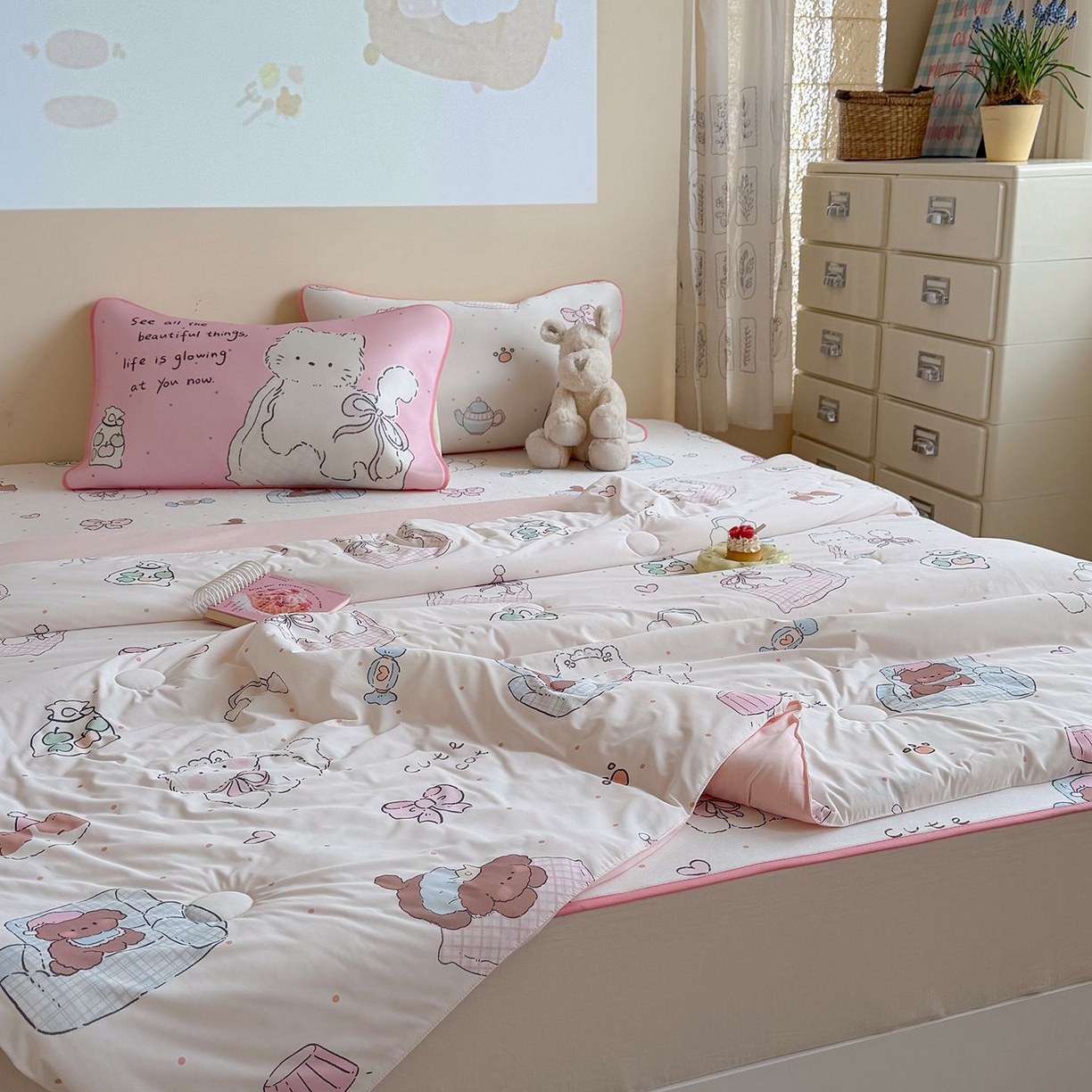 91家纺网 家纺一手货源 找家纺 美乐迪家纺 2026新款水光冰丝凉席夏被 居家日记