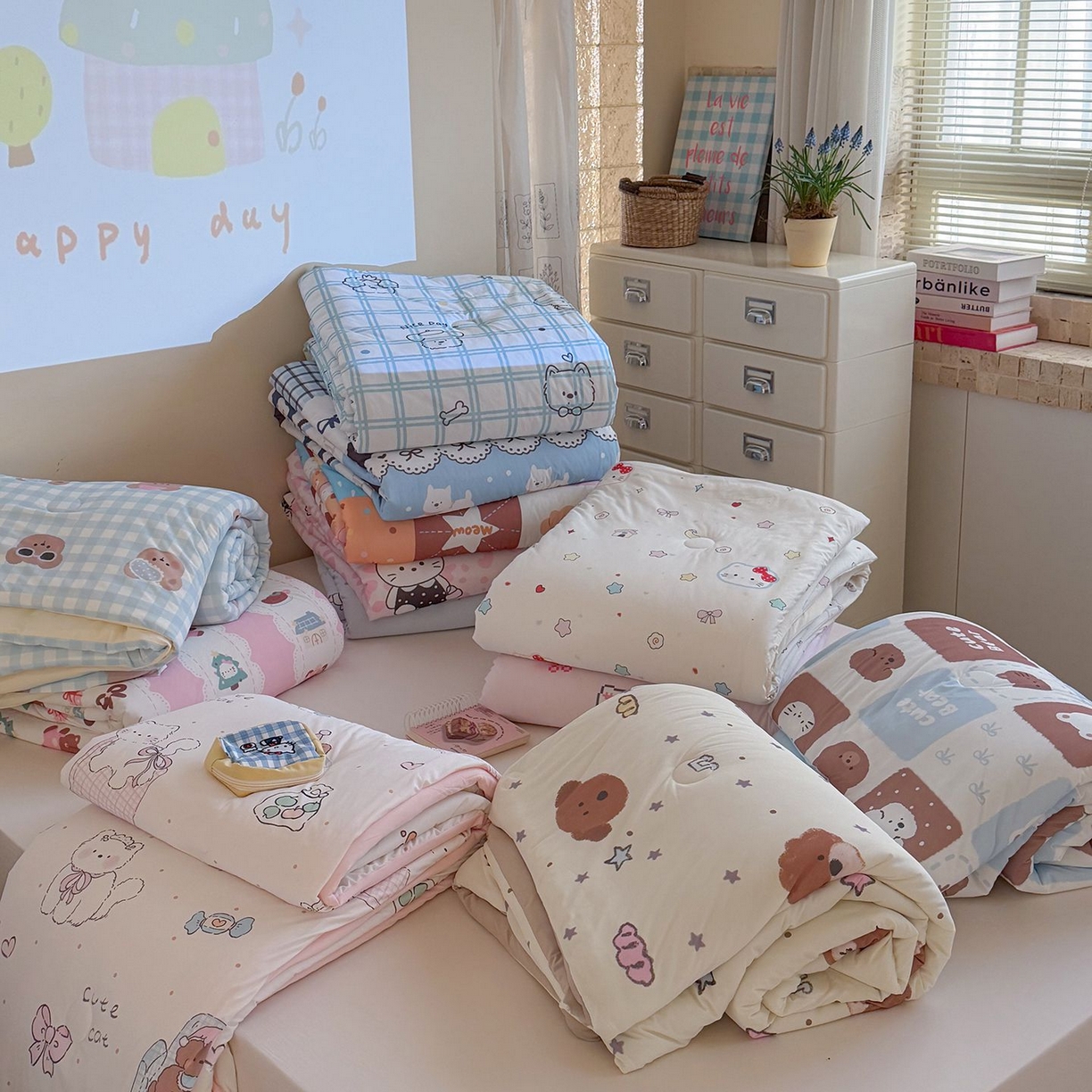 91家纺网 家纺一手货源 找家纺 美乐迪家纺 2026新款水光冰丝凉席夏被 组合