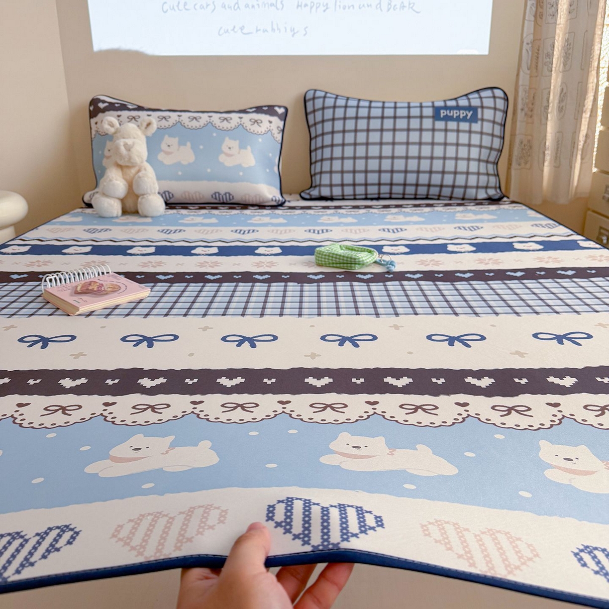 91家纺网 家纺一手货源 找家纺 美乐迪家纺 2026新款水光冰丝凉席夏被 蓝色费尔岛