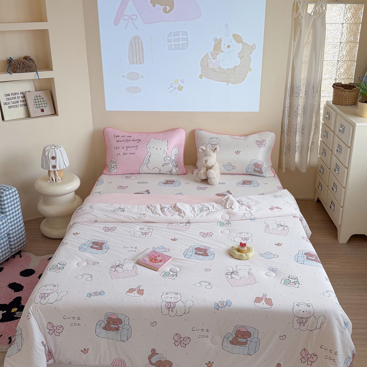 91家纺网 家纺一手货源 找家纺 美乐迪家纺 2026新款水光冰丝凉席夏被 居家日记