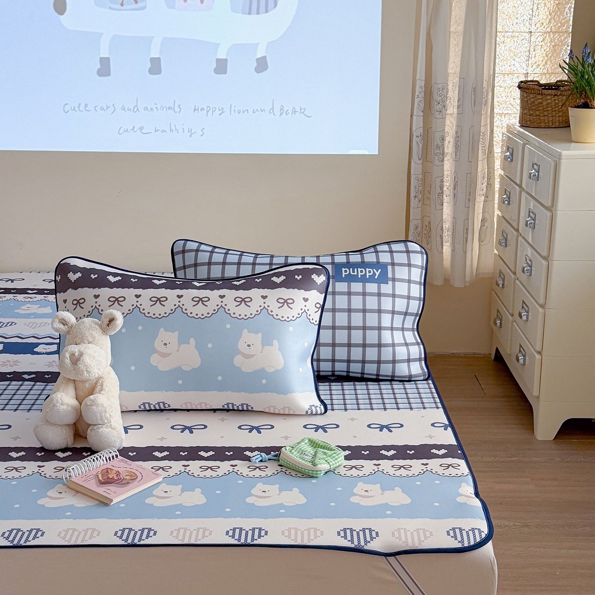 91家纺网 家纺一手货源 找家纺 美乐迪家纺 2026新款水光冰丝凉席夏被 蓝色费尔岛