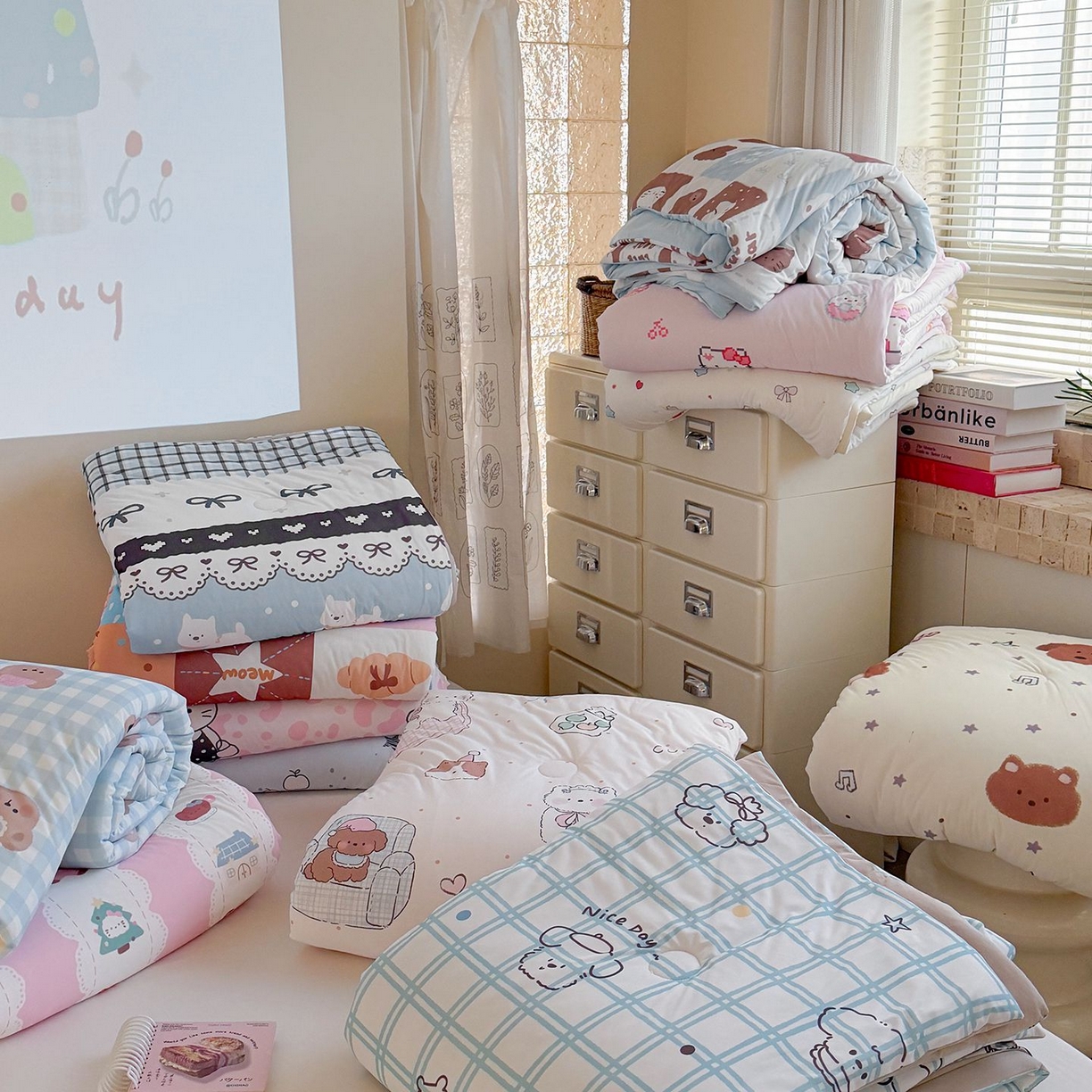 91家纺网 家纺一手货源 找家纺 美乐迪家纺 2026新款水光冰丝凉席夏被 组合