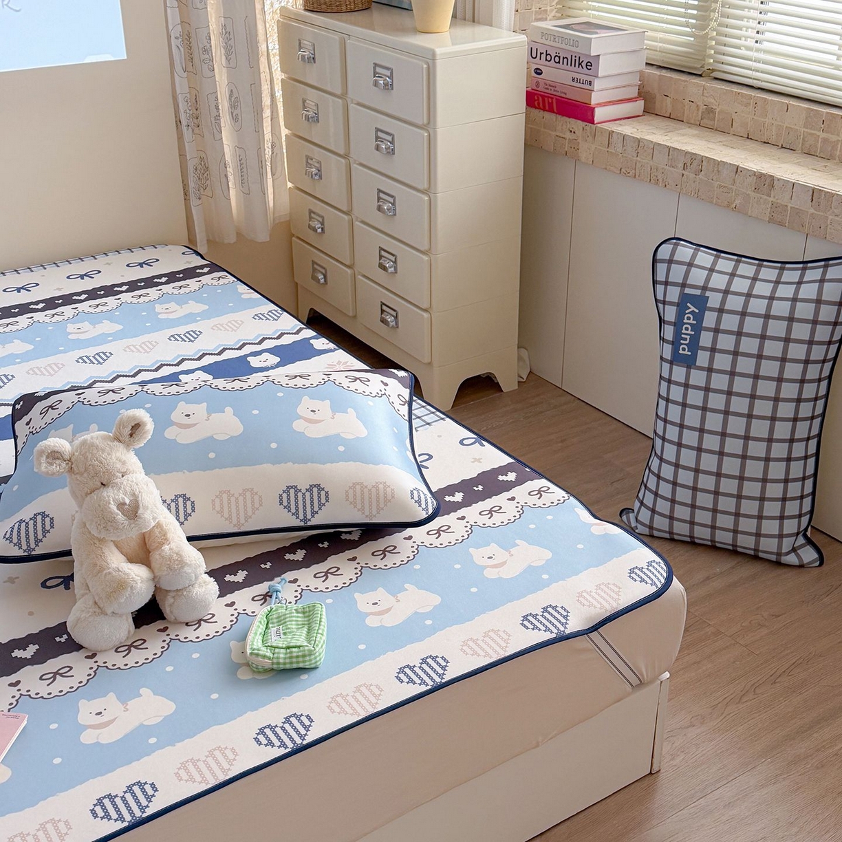 91家纺网 家纺一手货源 找家纺 美乐迪家纺 2026新款水光冰丝凉席夏被 蓝色费尔岛