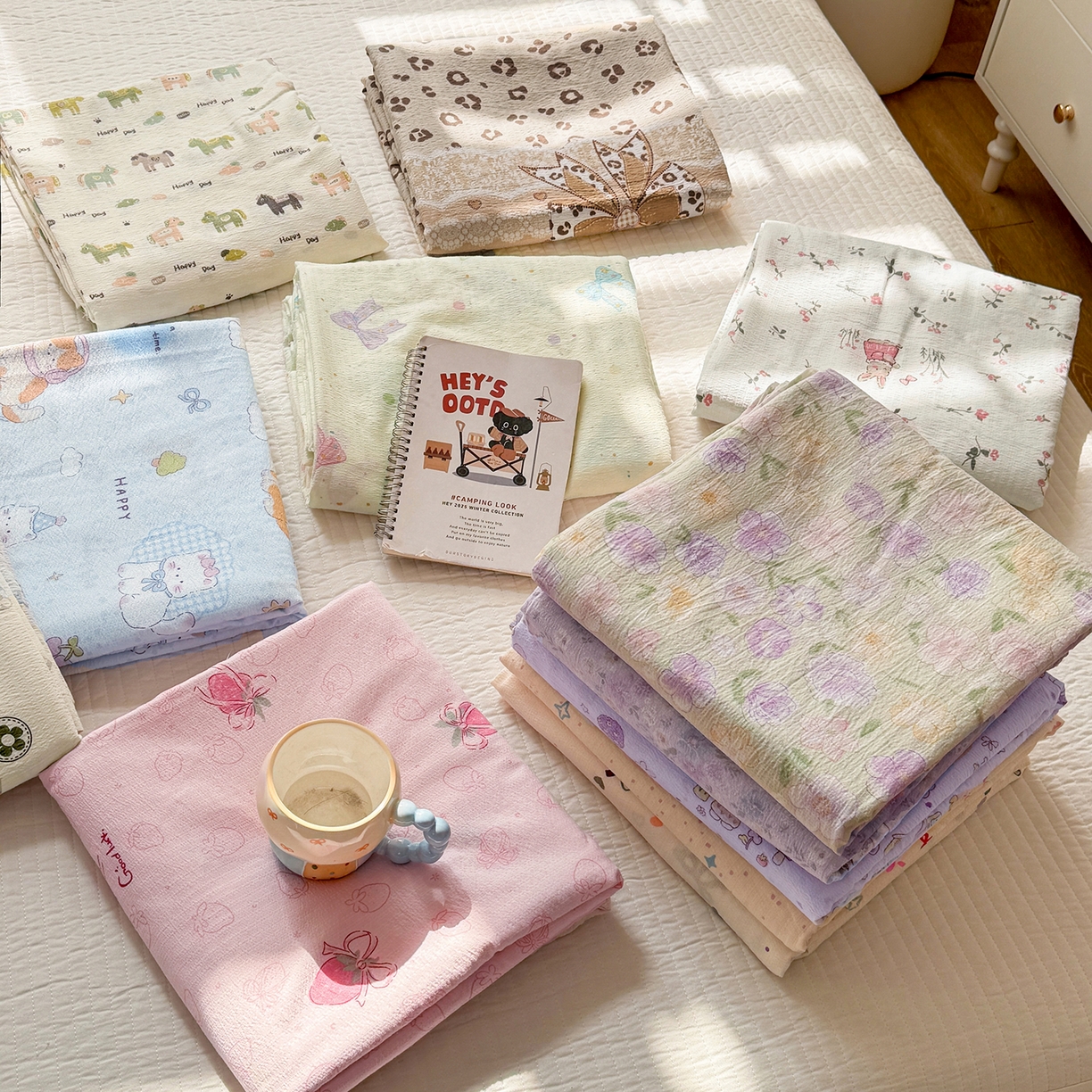 91家纺网 家纺一手货源 找家纺 眠势力 2026新款双层纱床单单件云感皱皱纱床罩三件套 组合