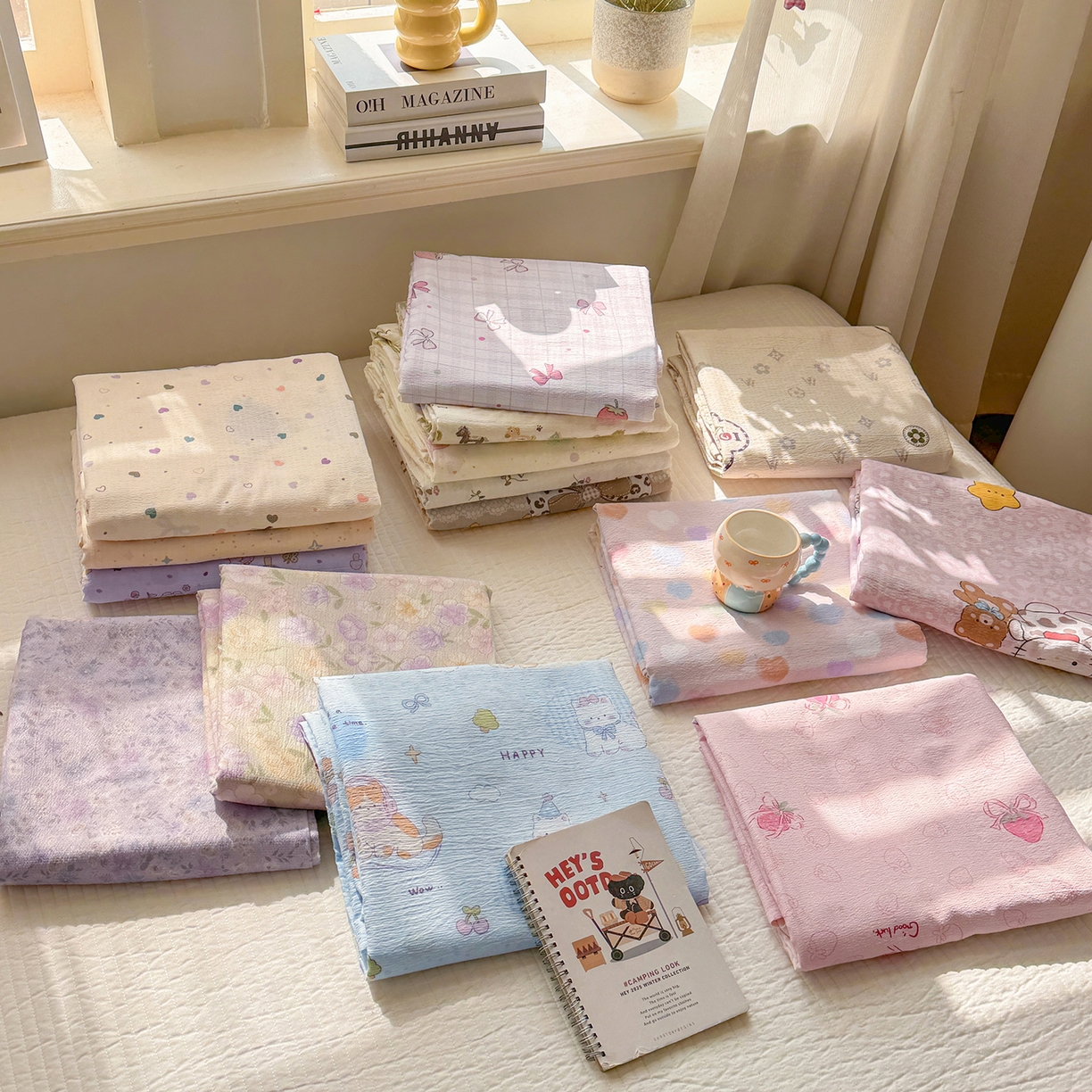 91家纺网 家纺一手货源 找家纺 眠势力 2026新款双层纱床单单件云感皱皱纱床罩三件套 组合