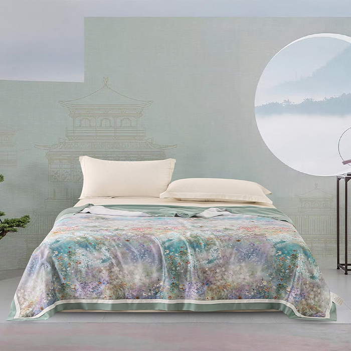 91家纺网 家纺一手货源 找家纺 （总）薇玛仕 2026春夏新款100支兰精天丝数码印花可水洗蚕丝夏凉被空调被100蚕丝填充可过检测