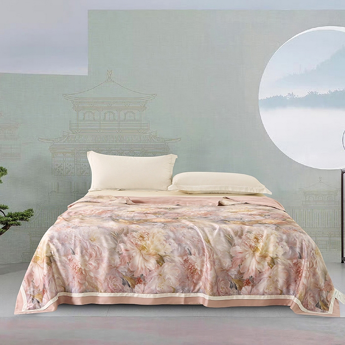 薇玛仕 2026春夏新款100支兰精天丝数码印花可水洗蚕丝夏凉被空调被100蚕丝填充可过检测 蒂芙尼 粉