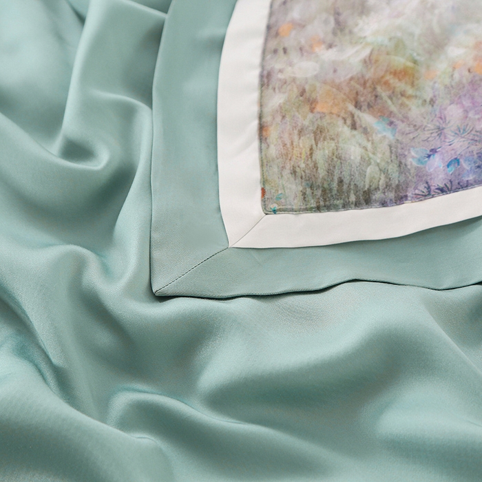 91家纺网 家纺一手货源 找家纺 薇玛仕 2026春夏新款100支兰精天丝数码印花可水洗蚕丝夏凉被空调被100蚕丝填充可过检测 维多利亚 蓝