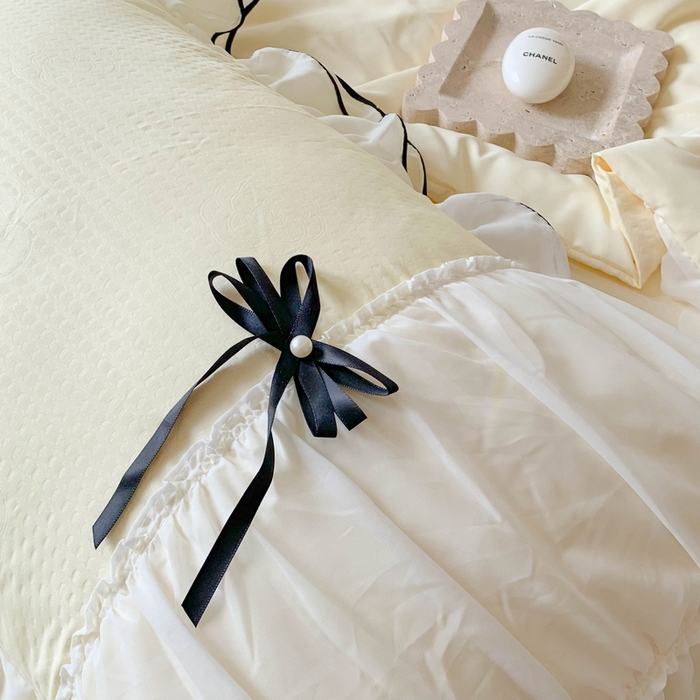 91家纺网 家纺一手货源 找家纺 吾欢心 2026新款小香风可可系列双层花边夏被四件套被子被芯 可可柠檬黄