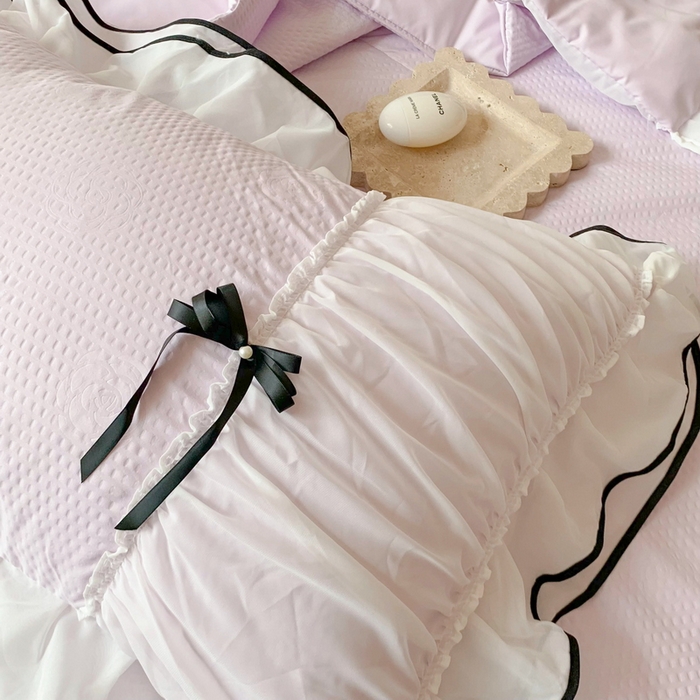 91家纺网 家纺一手货源 找家纺 吾欢心 2026新款小香风可可系列双层花边夏被四件套被子被芯 可可温柔紫