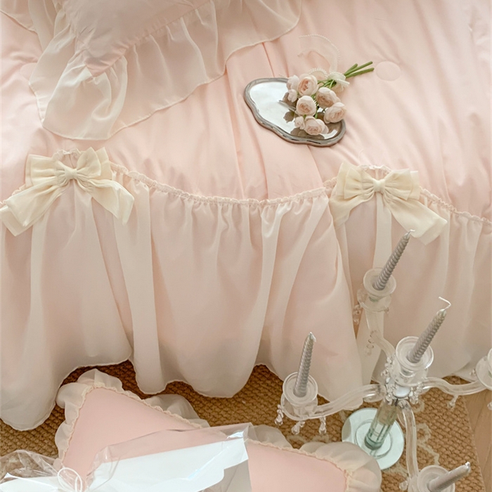 91家纺网 家纺一手货源 找家纺 （总）吾欢心 2026新款A类甜心蝴蝶结床盖款夏被四件套