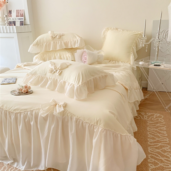 91家纺网 家纺一手货源 找家纺 吾欢心 2026新款A类甜心蝴蝶结夏被四件套 甜心蝴蝶结黄