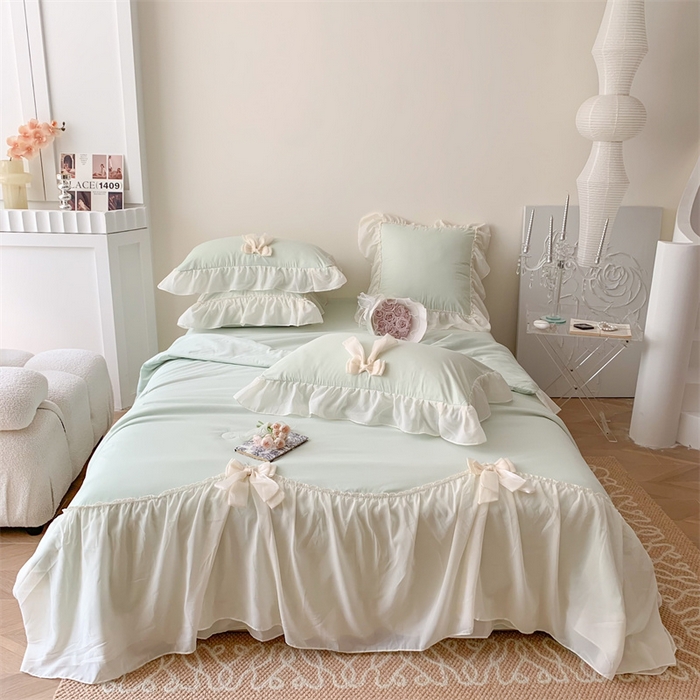 吾欢心 2026新款A类甜心蝴蝶结夏被四件套 甜心蝴蝶结绿