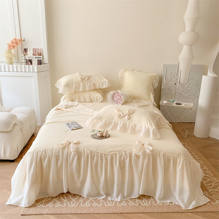 91家纺网 家纺一手货源 找家纺 （总）吾欢心 2026新款A类甜心蝴蝶结床盖款夏被四件套