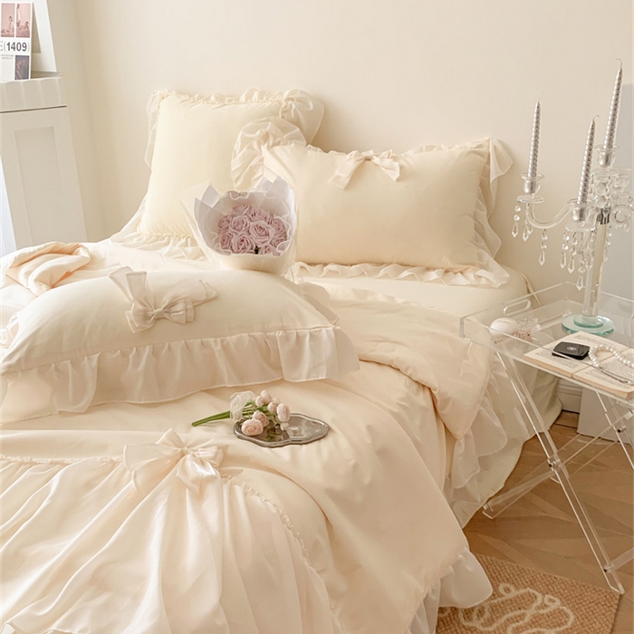 91家纺网 家纺一手货源 找家纺 吾欢心 2026新款A类甜心蝴蝶结夏被四件套 甜心蝴蝶结黄