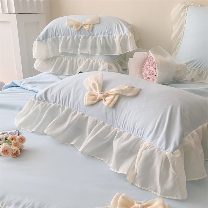 91家纺网 家纺一手货源 找家纺 吾欢心 2026新款A类甜心蝴蝶结夏被四件套 甜心蝴蝶结蓝