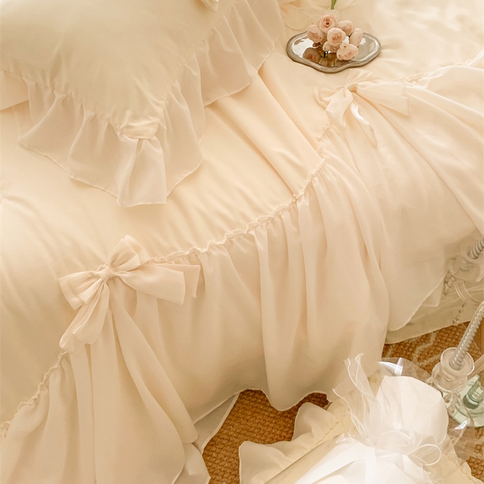 91家纺网 家纺一手货源 找家纺 吾欢心 2026新款A类甜心蝴蝶结夏被四件套 甜心蝴蝶结黄