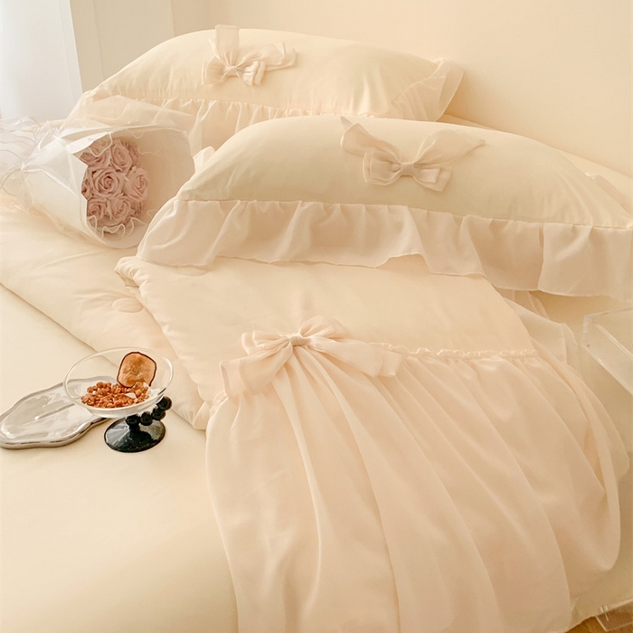 91家纺网 家纺一手货源 找家纺 吾欢心 2026新款A类甜心蝴蝶结夏被四件套 甜心蝴蝶结黄