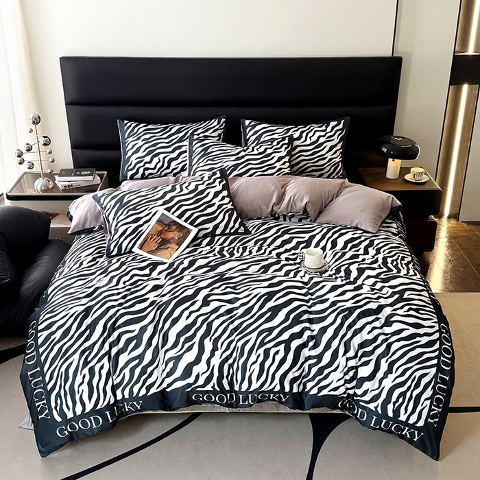 91家纺网 家纺一手货源 找家纺 （总）摩卡（乐趣） 2026新款豹纹水洗真丝款四件套