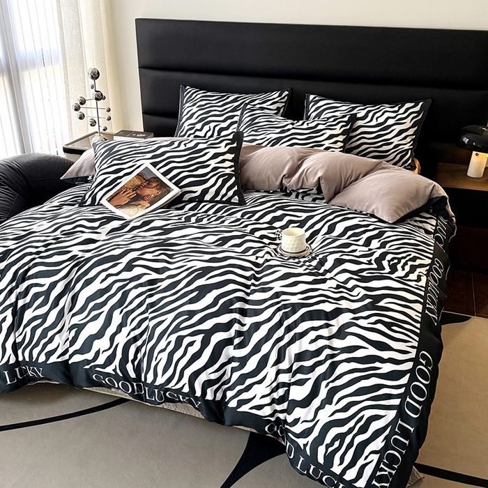 91家纺网 家纺一手货源 找家纺 （总）摩卡（乐趣） 2026新款豹纹水洗真丝款四件套