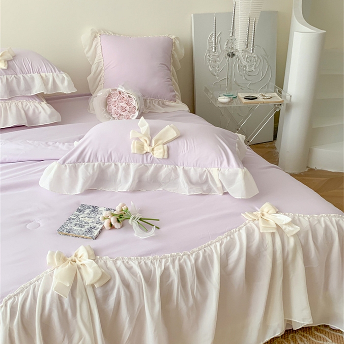 91家纺网 家纺一手货源 找家纺 吾欢心 2026新款A类甜心蝴蝶结夏被四件套 甜心蝴蝶结紫