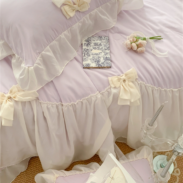 91家纺网 家纺一手货源 找家纺 吾欢心 2026新款A类甜心蝴蝶结夏被四件套 甜心蝴蝶结紫