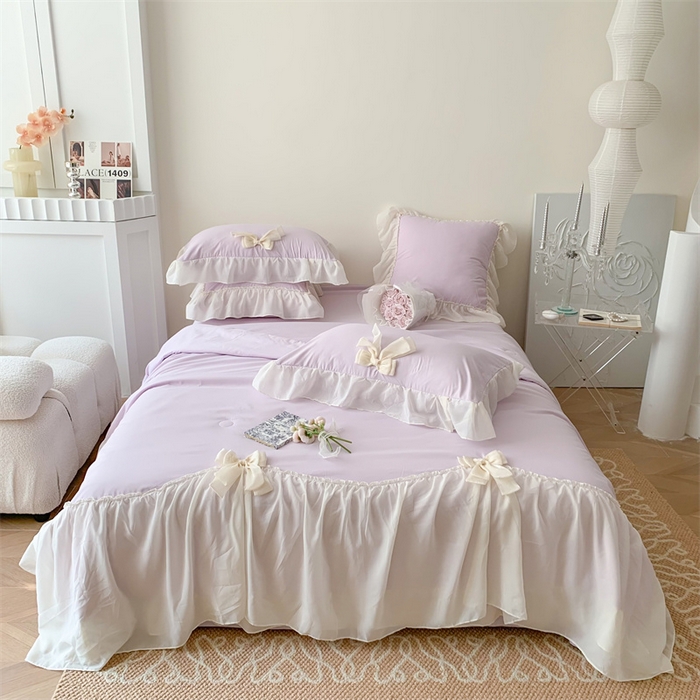 吾欢心 2026新款A类甜心蝴蝶结夏被四件套 甜心蝴蝶结紫