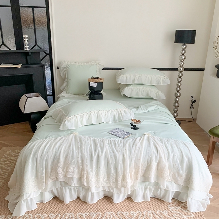 91家纺网 家纺一手货源 找家纺 （总）吾欢心 2026新款A类法式花边爱丽莎床盖款夏被四件套