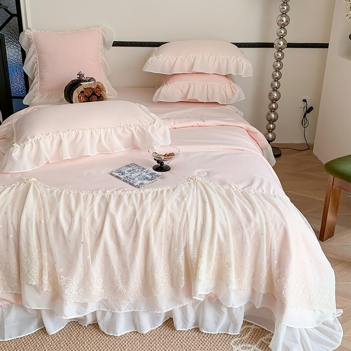 91家纺网 家纺一手货源 找家纺 （总）吾欢心 2026新款A类法式花边爱丽莎床盖款夏被四件套