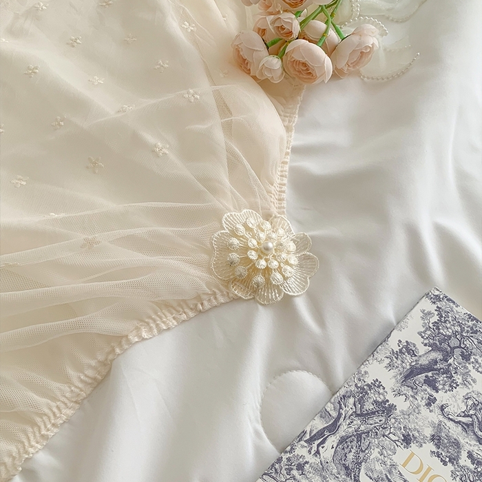 91家纺网 家纺一手货源 找家纺 吾欢心 2026新款A类法式花边爱丽莎夏被四件套 爱丽莎白