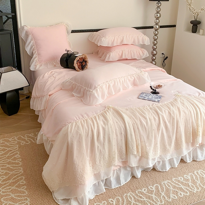 91家纺网 家纺一手货源 找家纺 （总）吾欢心 2026新款A类法式花边爱丽莎床盖款夏被四件套